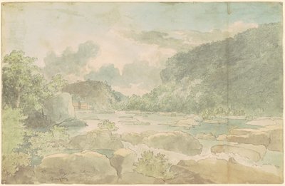 来自下方的哈珀斯·费里（Harpers Ferry），约1825年-26日（钢笔和墨水，水彩纸本） 作者 托马斯·多蒂