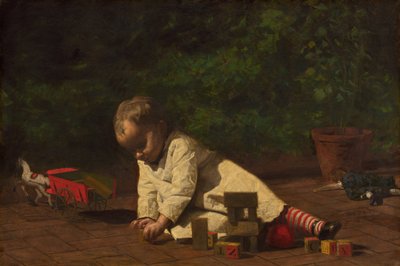 婴儿在玩耍，1876年。 作者 托马斯·埃金斯