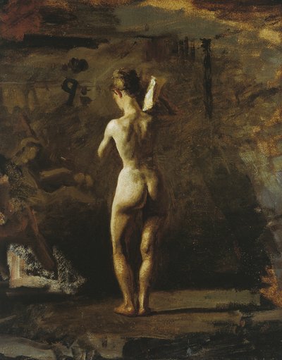 威廉-拉什雕刻他的舒伊尔基尔河的寓言人物的研究，1876年77。 作者 托马斯·埃金斯