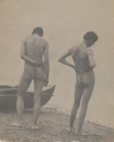 托马斯-艾金斯和约翰-劳瑞-华莱士在海滩上，约1883年。 作者 托马斯·埃金斯