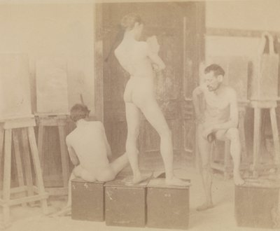 [三个裸体模特在画室] 作者 托马斯·埃金斯