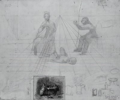 无题透视研究，为杂志故事的插图，尼勒斯-皮勒先生的条件。 作者 托马斯·埃金斯