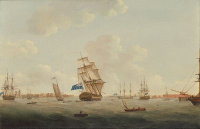 朴茨茅斯港全景图，以及战舰和其他船只 作者 托马斯·埃利奥特（Thomas Elliott）