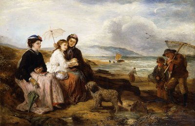 在海边，1877年 作者 托马斯·猎鹰·马歇尔