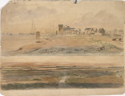 1852年5月16日，印第安纳州，德克萨斯州和印第安人与Lavaca Point的距离（纸上水彩） 作者 托马斯·弗林托夫