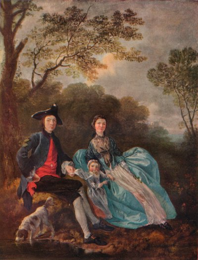 与他的妻子和女儿的艺术家肖像，c1748 作者 托马斯·盖恩斯伯勒