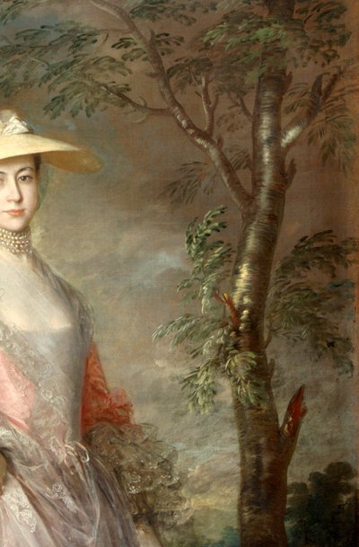 豪伯爵夫人玛丽的画作中的树细节，约 1760 年（布面油画） 作者 托马斯·盖恩斯伯勒