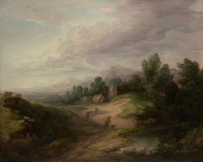 树木繁茂的高地景观，大概是1783年。 作者 托马斯·盖恩斯伯勒