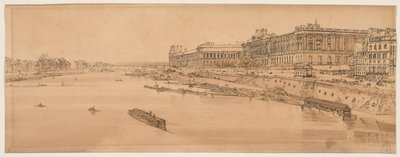 巴黎风景如画的二十景精选：  从新桥眺望卢浮宫和杜伊勒利桥 作者 托马斯·吉尔丁