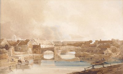 莫尔佩斯桥，诺森伯兰，约 1801 年（纸上铅笔和水彩） 作者 托马斯·吉尔丁