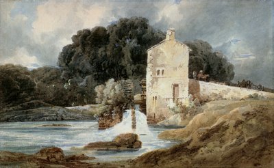 Abbey Mill，Knaresborough，c.1801（水彩，在平铺纸上的石墨上带有人体色） 作者 托马斯·吉尔丁