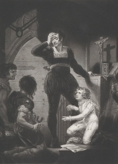 亚瑟王子和休伯特-莎士比亚，《约翰王》，第4幕第1场，1823-24。 作者 托马斯·高夫·卢普顿