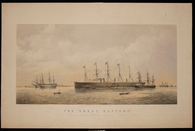 大东方号，1866 年 6 月驶离谢内斯，船上装有大西洋电报电缆（石版画，着色） 作者 托马斯·戈德沃斯·达顿