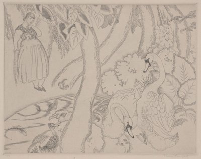 莱达》，约 1928 年（蚀刻版画） 作者 托马斯·汉福思