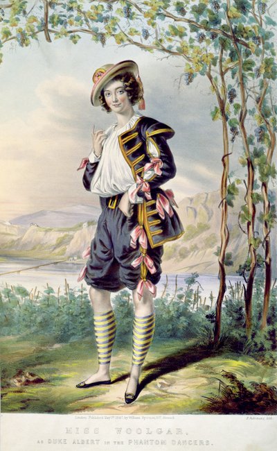 1847年由D. Fabronius雕刻的“The Phantom Dancers”中的Woolgar小姐饰演Duke Albert 作者 托马斯·哈灵顿·威尔逊