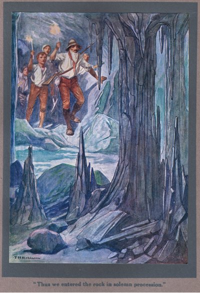 就这样，我们排着庄严的队伍进入了岩石（彩色石版画） 作者 汤玛斯·希思·罗宾逊