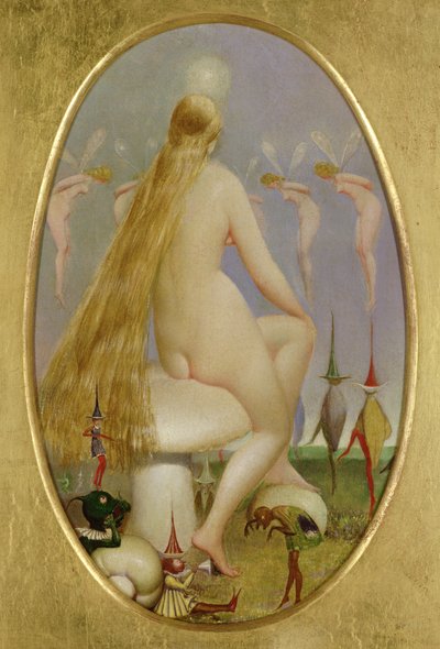 仙女坐在蘑菇上，1860年 作者 Thomas Heatherley