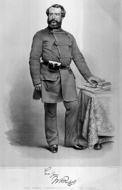 WH罗素的肖像（1820-1907）克里米亚的时报记者，他的亲笔签名的传真，于1855年出版 作者 托马斯·赫伯特·马奎尔