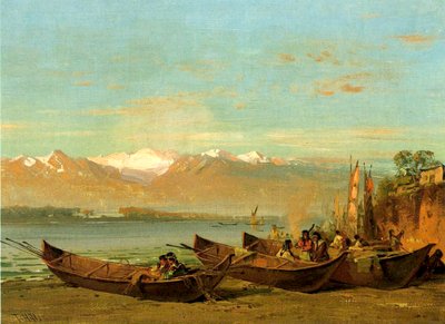 哥伦比亚河三文鱼节，c.1888 作者 托马斯·希尔