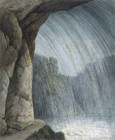 瀑布下（纸上水彩和粉笔画） 作者 托马斯·霍纳