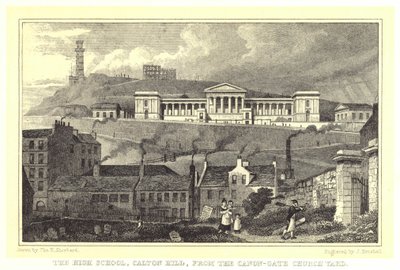 The High School, Calton Hill, from the Canon-Gate Church Yard (engraving) 作者 托马斯·霍斯默（后）牧羊人