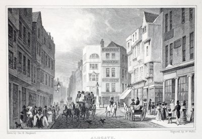 Aldgate，来自&39;伦敦及其十九世纪的周边酒吧&39;。 Jones und Co.，1827-1829 作者 托马斯·霍斯默牧羊人