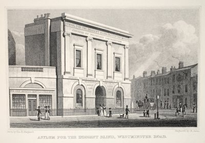 Indigent Blind，Westminster Road的避难所，来自&39;伦敦及其十九世纪的环境&39;酒吧。 Jones und Co.，1827-1829 作者 托马斯·霍斯默牧羊人
