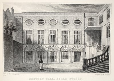 Brewer&39;s Hall，Addle Street，来自伦敦及其位于19世纪酒吧的环境。 Jones und Co.，1827-1829 作者 托马斯·霍斯默牧羊人