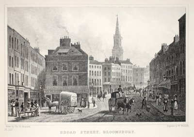 Broad Street，Bloomsbury，来自&39;伦敦及其十九世纪的环境&39;酒吧。 Jones und Co.，1827-1829 作者 托马斯·霍斯默牧羊人