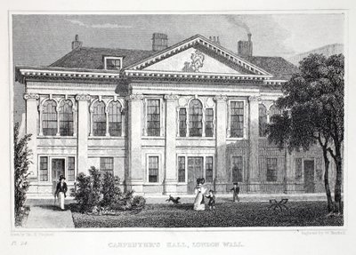 Carpenter&39;s Hall，来自&39;伦敦及其位于19世纪的环境&39;酒吧。 Jones und Co.，1827-1829 作者 托马斯·霍斯默牧羊人