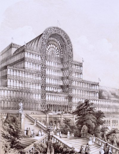 锡登纳姆的水晶宫，大礼堂的正面，约1854年。 作者 托马斯·霍斯默牧羊人