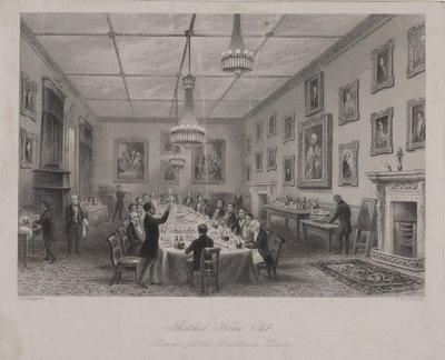 Dilettanti Society的晚宴，St Jamess Street的茅草屋酒馆，1840年 作者 托马斯·霍斯默牧羊人