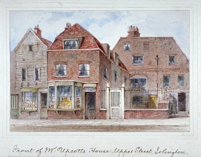 Upcott先生的房子正面图，位于伦敦伊斯灵顿的Upper Street，约1835年。         作者 托马斯·霍斯默牧羊人