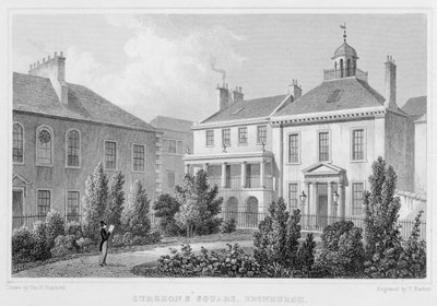 爱丁堡外科医生广场的房屋，由托马斯巴伯雕刻，1829年 作者 托马斯·霍斯默牧羊人