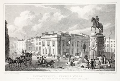 Charing Cross的改进，来自&39;伦敦及其十九世纪的周边&39;酒吧。 Jones und Co.，1827-1829 作者 托马斯·霍斯默牧羊人