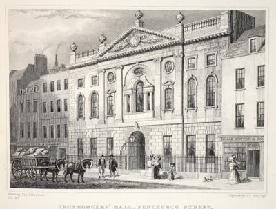 铁岭大厅，Fenchurch街，来自&39;伦敦及其十九世纪的环境&39;酒吧。 Jones und Co.，1827-1829 作者 托马斯·霍斯默牧羊人