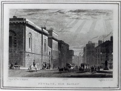 Newgate监狱和Old Bailey，由Robert Acon雕刻，1831年 作者 托马斯·霍斯默牧羊人
