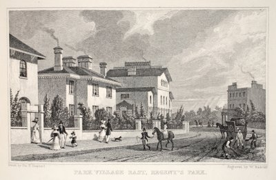 Park Village East，Regent&39;s Park，来自&39;伦敦及其位于十九世纪的环境&39;酒吧。 Jones und Co.，1827-1829 作者 托马斯·霍斯默牧羊人