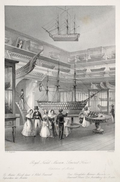 皇家海军博物馆，萨默塞特宫，来自“伦敦室内设计及其服装和仪式”酒吧。 Joseph Mead，伦敦，c.1843（钢版画） 作者 托马斯·霍斯默牧羊人