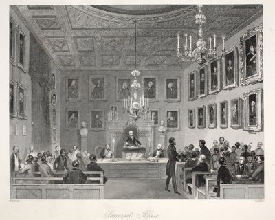 Somerset House，来自&39;伦敦室内设计及其服装和仪式&39;酒吧。 Joseph Mead，伦敦，c.1843（钢版画） 作者 托马斯·霍斯默牧羊人