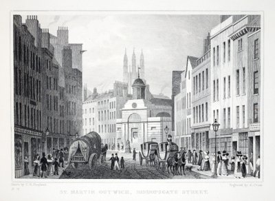 St Martin Outwich，Bishopsgate Street，来自伦敦，它是十九世纪酒吧的周边地区。 Jones und Co.，1827-1829 作者 托马斯·霍斯默牧羊人