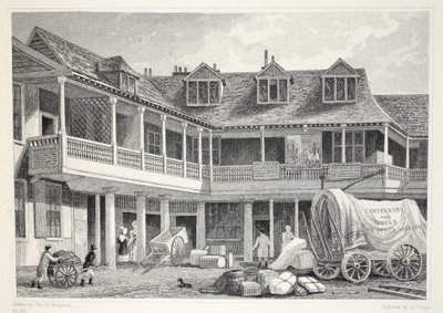 Southwark的Talbot Inn酒店位于&39;伦敦及其十九世纪的环境&39;酒吧内。 Jones und Co.，1827-1829 作者 托马斯·霍斯默牧羊人
