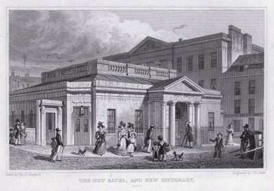 The Hot Baths, and New Infirmary, Bath (engraving) 作者 托马斯·霍斯默牧羊人