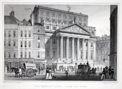 The Mansion House，来自&39;伦敦及其十九世纪的环境&39;酒吧。 Jones und Co.，1827-1829 作者 托马斯·霍斯默牧羊人