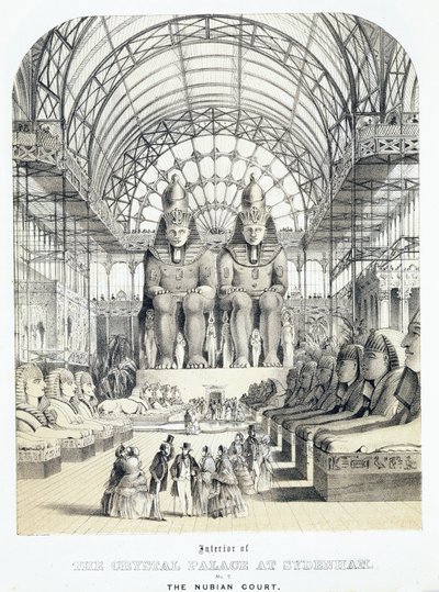 Sydenham水晶宫的努比亚法院，登记号：185-1-1855（aquatint） 作者 托马斯·霍斯默牧羊人