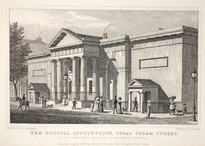 罗素学院，大Coram街，来自&39;伦敦及其在十九世纪的环境&39;酒吧。 Jones und Co.，1827-1829 作者 托马斯·霍斯默牧羊人