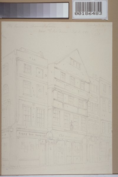 观点的老房子在Chancery车道，1853年 作者 托马斯·霍斯默牧羊人
