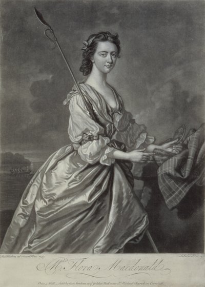 Flora MacDonald（1722-90），由J. Faber雕刻，1747年（mezzotint雕刻） 作者 托马斯·哈德森