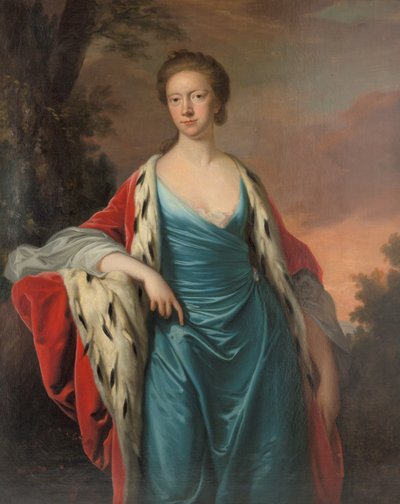 大不列颠的玛丽公主1723-1772年，黑森-卡塞尔的女伯爵，1750年代。 作者 托马斯·哈德森