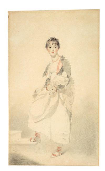 弗朗西丝·汉密尔顿夫人的画像（1795-1860）（黑色和红色粉笔） 作者 托马斯·劳伦斯